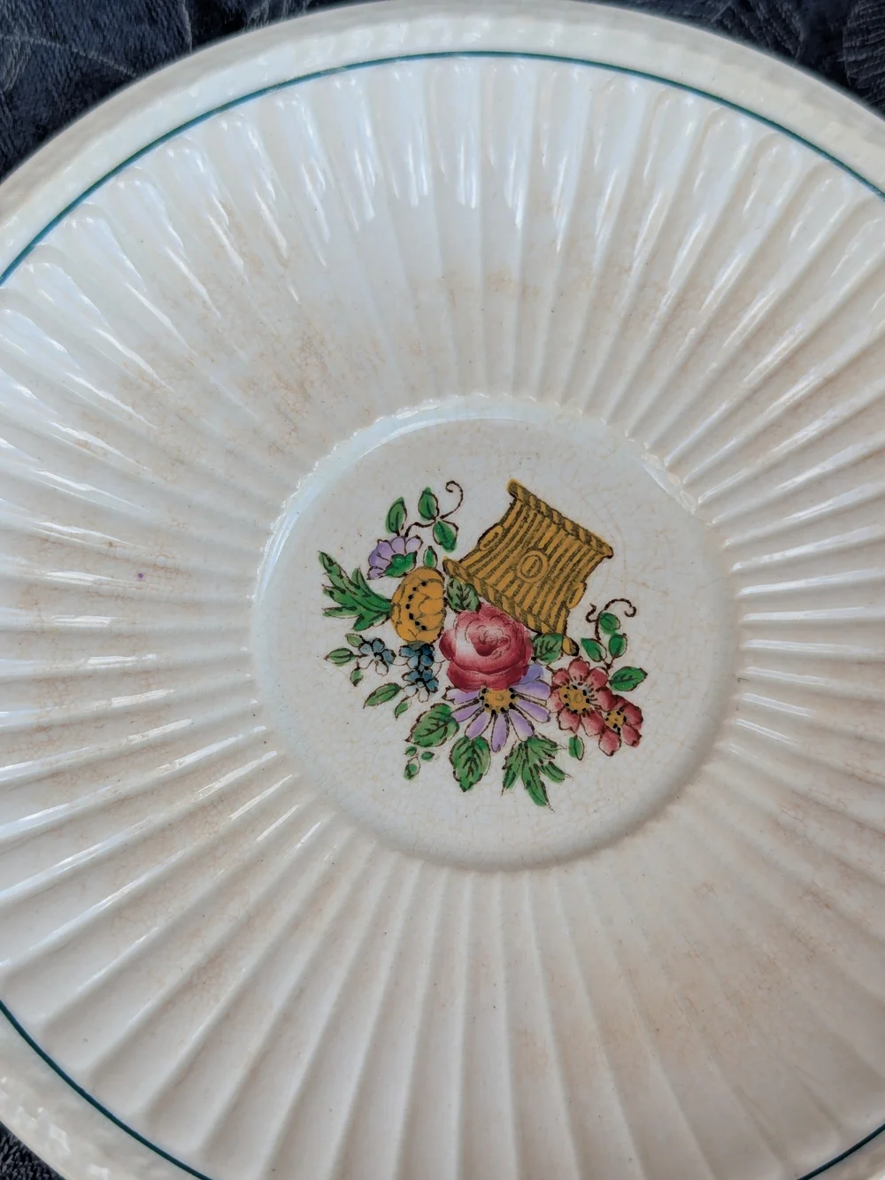 8 VTG Wedgwood Belmar Saucers Floral Basket Etruria England Ironstone Cottage
